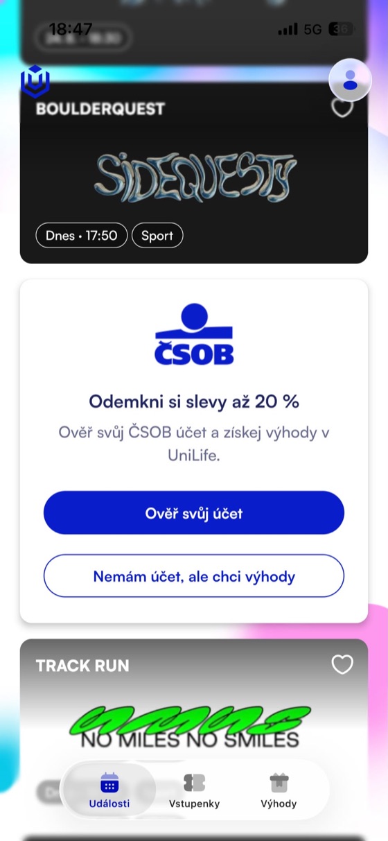 Ověření účtu ČSOB v aplikaci Unilife